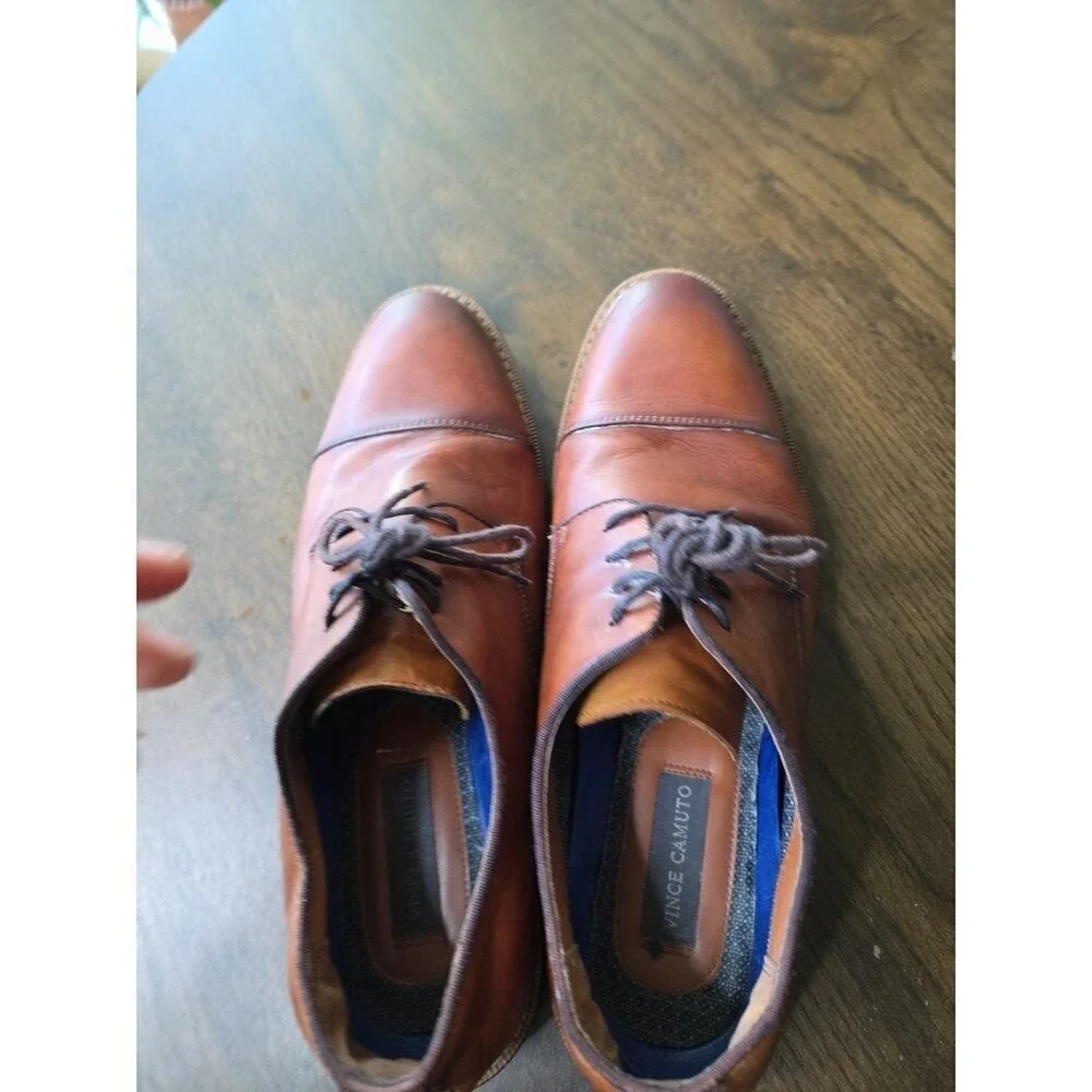 Vince Camuto Lamson‎ Cap Toe Oxford Men's Brown Leather Size 11.5 Wide NICE